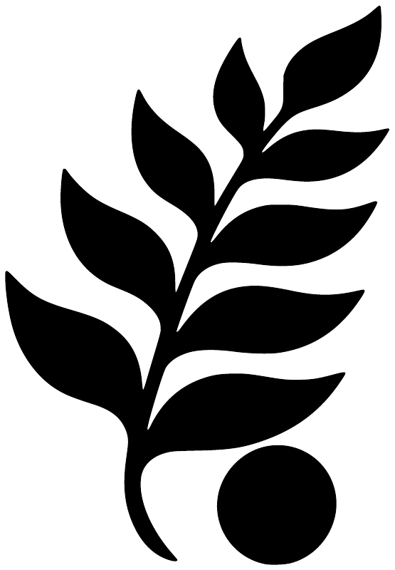 Black fern leaf vinyl decal with round ball detail