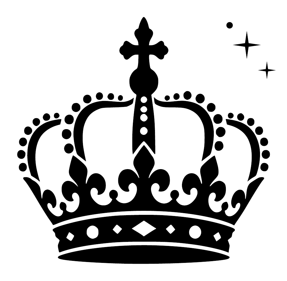 Black crown wall decal with dotted arches, jewel band, and small constellation spark stars