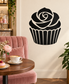 Cupcake vinyl decal with black rose and white frosting, striped base