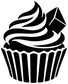 Black cupcake vinyl decal graphic with ridged wrapper and flame frosting