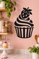 Strawberry crown cupcake vinyl decal, black frosting and striped wrapper silhouette