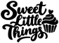 Sweet Little Things vinyl decal, black lettering with cupcake graphic