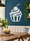 White cupcake and cherry crown vinyl decal with swirl frosting and outlined wrapper