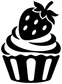 Black and white cupcake strawberry vinyl decal close-up