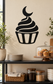 Black cupcake vinyl decal with crescent moon topper