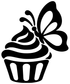 Black vinyl decal: cupcake with butterfly