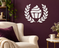 White vinyl cupcake and laurel wreath wall decal