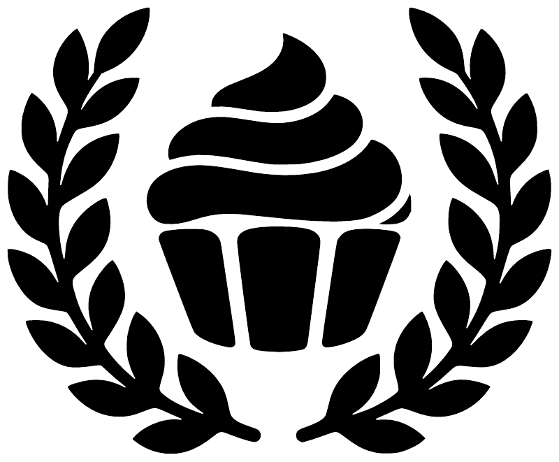 Black vinyl cupcake and laurel wreath decal silhouette