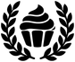 Black vinyl cupcake and laurel wreath decal silhouette