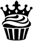 Cupcake crown vinyl decal with black crown and swirled frosting cupcake icon