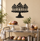 Cupcake trio on stand vinyl decal, black dessert design on pedestal