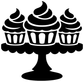 Black cupcake trio on stand vinyl decal, pedestal silhouette with three cupcakes