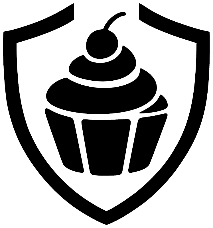Black cupcake icon vinyl decal in open shield