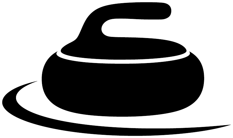 Curling stone glide vinyl decal with black curling stone glide graphic