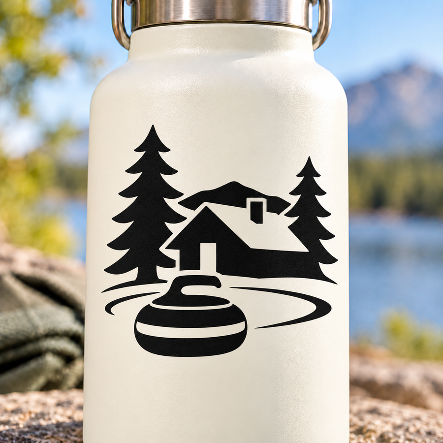 CurlingCX023 - Curling Winter Cabin; illustrative application of the exact PDF artwork