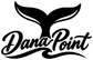DanaPoint whale tail wordmark vinyl decal, bold black tail icon with script