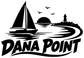 Sailboat wordmark vinyl decal, black Dana Point Harbor sailboat logo