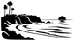 Black coastal headlands and ocean waves vinyl decal with palm tree silhouettes