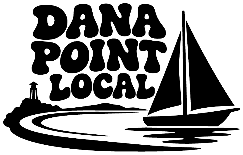 Black vinyl decal reading DANA POINT LOCAL with sailboat