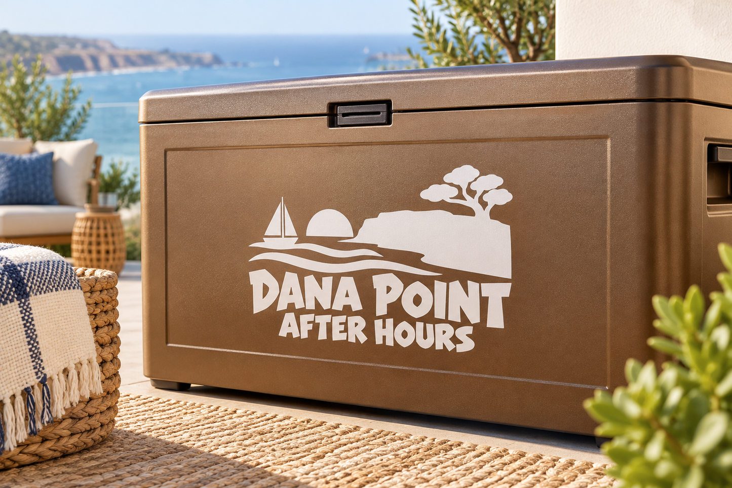 Dana Point After Hours vinyl decal with sailboat, waves, and DANA POINT AFTER HOURS text