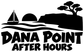 Dana Point After Hours vinyl decal, black sailboat, waves, tree, and DANA POINT AFTER HOURS text