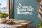 Home lettering vinyl decal with flamingo icon and 'HOME IS DANA POINT' text