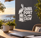 White vinyl decal with pelican and Dana Point Crew lettering