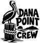 Pelican vinyl decal with Dana Point and Crew lettering in black and white