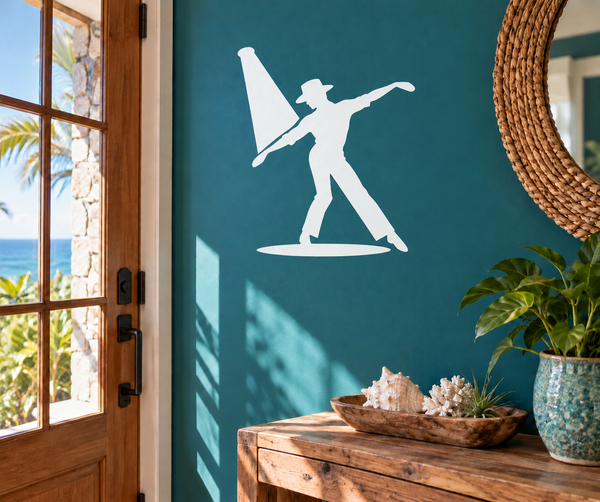Dance jazz spotlight vinyl decal: white dancer silhouette with spotlight beam
