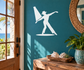 Dance jazz spotlight vinyl decal: white dancer silhouette with spotlight beam