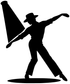 Dance jazz spotlight vinyl decal: black dancer silhouette stretching on spotlight