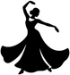 Flamenco dancer vinyl decal silhouette, black dancer figure with flowing skirt.