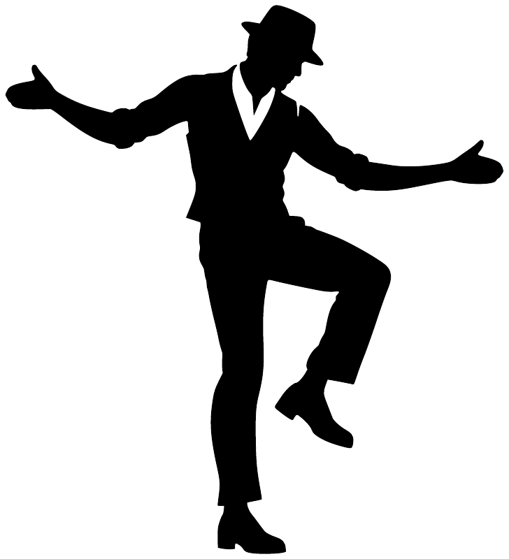 Black dance tap step vinyl decal silhouette of dancer