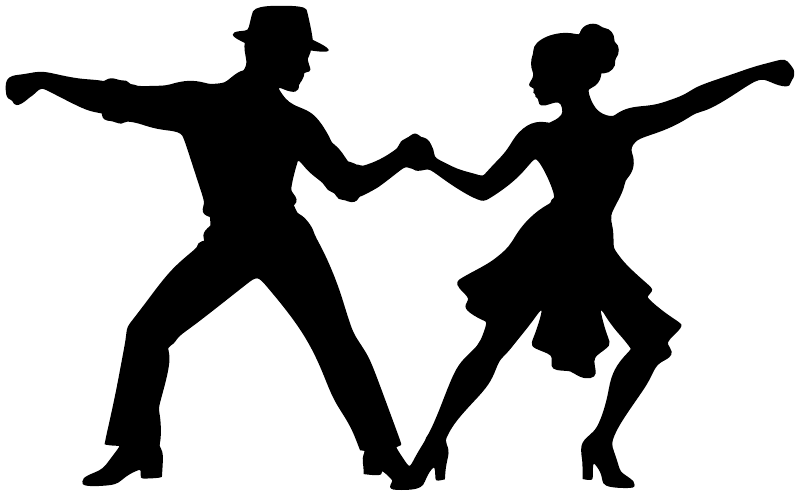 Dance salsa vinyl decal featuring two black dancer silhouettes on solid white