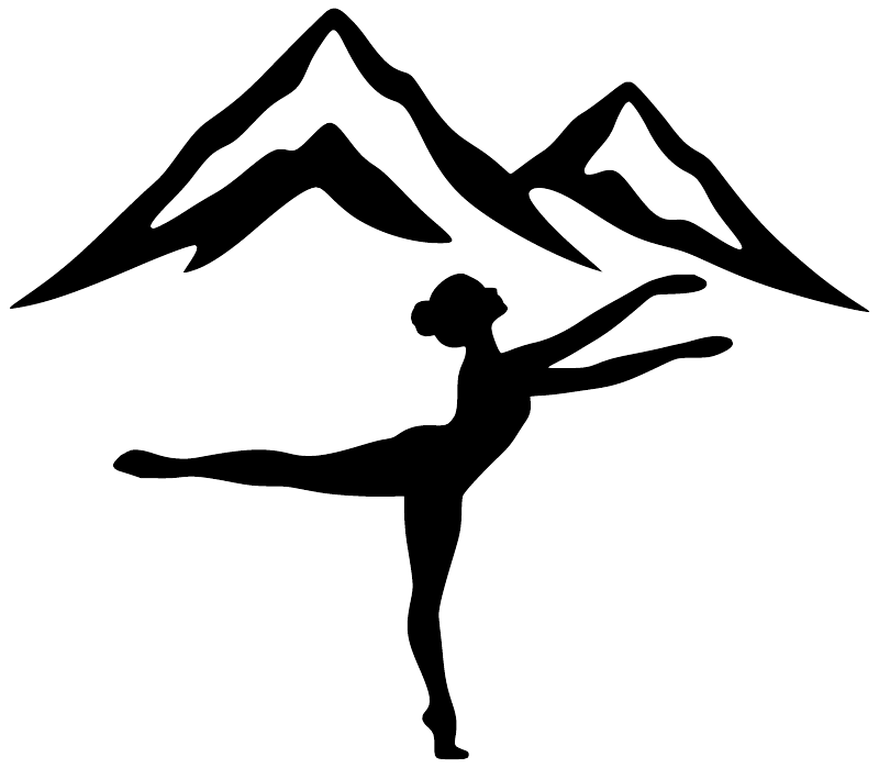 Vinyl decal featuring black dancer silhouette with mountain outline