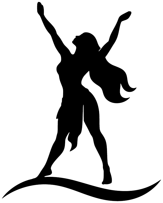 Dance dancer vinyl decal silhouette in black with curved wave base