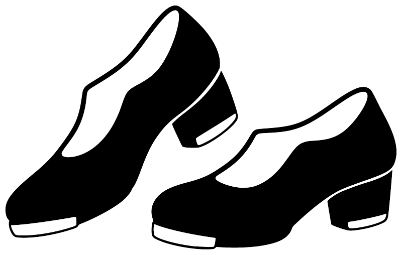Black dance tap shoe vinyl decal duo with white outlines
