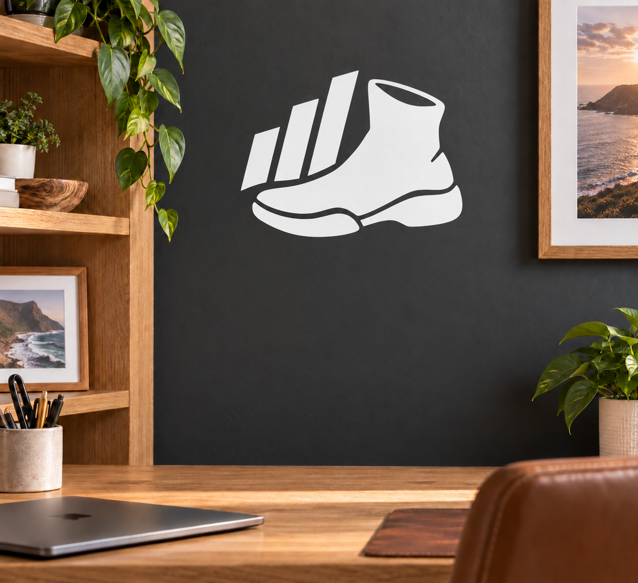 White sneaker beat vinyl decal with bold stripe accents