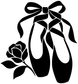 Ballet shoes and rose vinyl decal, black and white dancer silhouette design