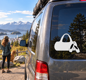 White dance bag vinyl decal on car rear window