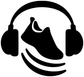 Black headphone groove vinyl decal logo with record and curved sound waves