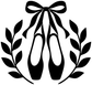 Black and white laurel and bow pointe shoe vinyl decal graphic, bold central design