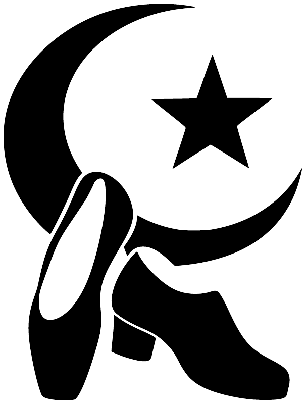 Moon and star dancer vinyl decal, black and white silhouette close-up