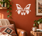 White butterfly wing vinyl decal with layered wing shapes and central bow detail