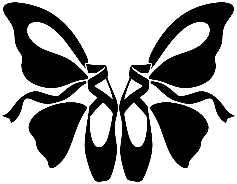 Butterfly wing vinyl decal in black with white outline and bow centerpiece