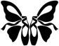 Butterfly wing vinyl decal in black with white outline and bow centerpiece