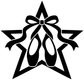 Vinyl dance star bow decal, black outline with hanging teardrop shapes