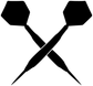 Black twin darts decal with two hex flights crossed over a white background