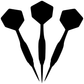 Triple rhythm darts vinyl decal, three black dart icons with hexagonal tips on white