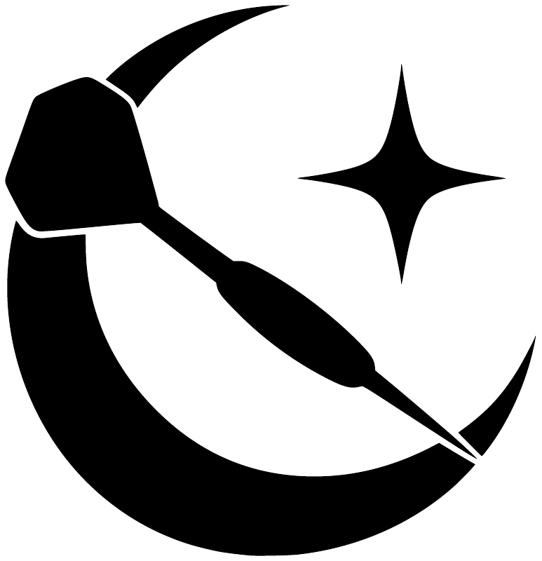 Black crescent aim vinyl decal with dart and starburst